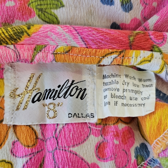 Vintage VTG Hamilton 8 Dallas Hot Pink Floral Button Down Top - Picture 12 of 12